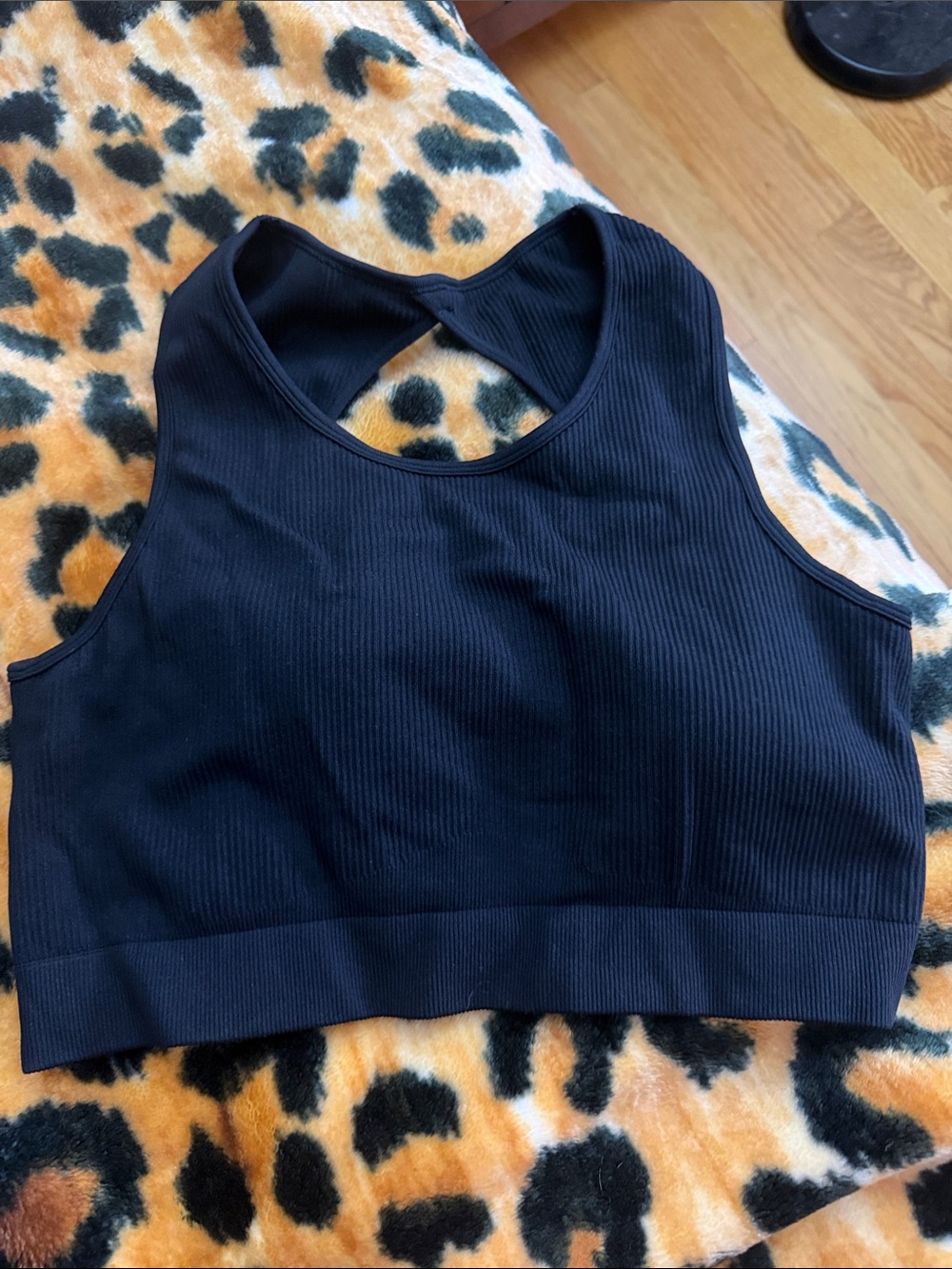 Black Ribbed Racerback sports bra